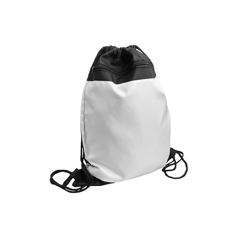 MOCHILA NEGRA CORDON NEGRO SUBLIMACION AREA IMPR. 10.5''X14'' COMPLETA 14''X16.5''